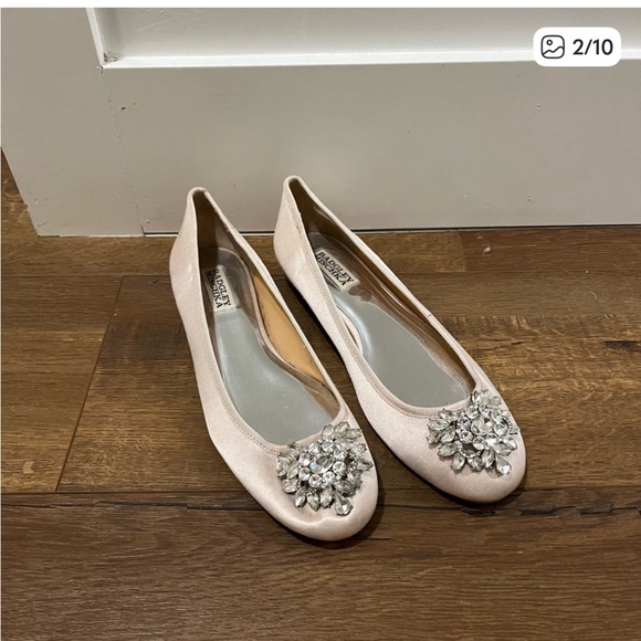Badgley Mischka Blush Flats with Crystal Embellishment - Picture 2 of 9